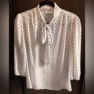 New York & Company Black and White Polka Dot Blouse